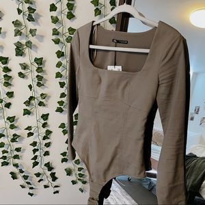 ZARA SQUARE NECK BODYSUIT 🤎
